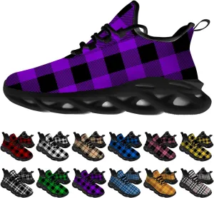 Ciadoon Plaid Shoes for Men Women Road Running Shoes Sport Walking Tennis Sneakers Athletic Shoes Gifts for Boy Girl