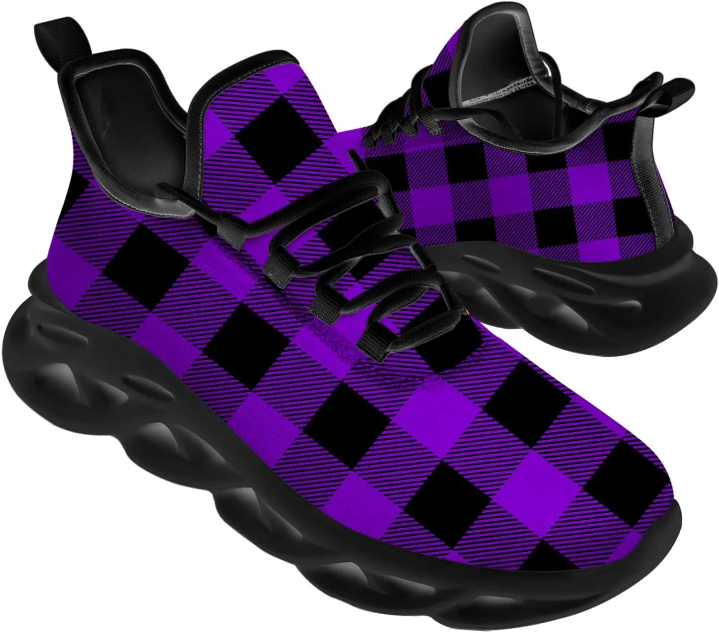 Ciadoon Plaid Shoes for Men Women Road Running Shoes Sport Walking Tennis Sneakers Athletic Shoes Gifts for Boy Girl