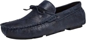 Classic Slip On Men's Loafers Shoes Genuine Leather Deck Shoes Round Toe Flexible Anti-Slip Resistant Prom