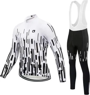 Coconut Ropamo CR Men's Cycling Clothing Set Long Sleeve Cycling Jersey Zipper Pocket Bike Outfit Cycling Bib Pants 3D Padded