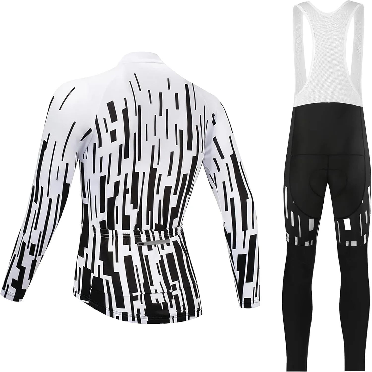 Coconut Ropamo CR Men's Cycling Clothing Set Long Sleeve Cycling Jersey Zipper Pocket Bike Outfit Cycling Bib Pants 3D Padded