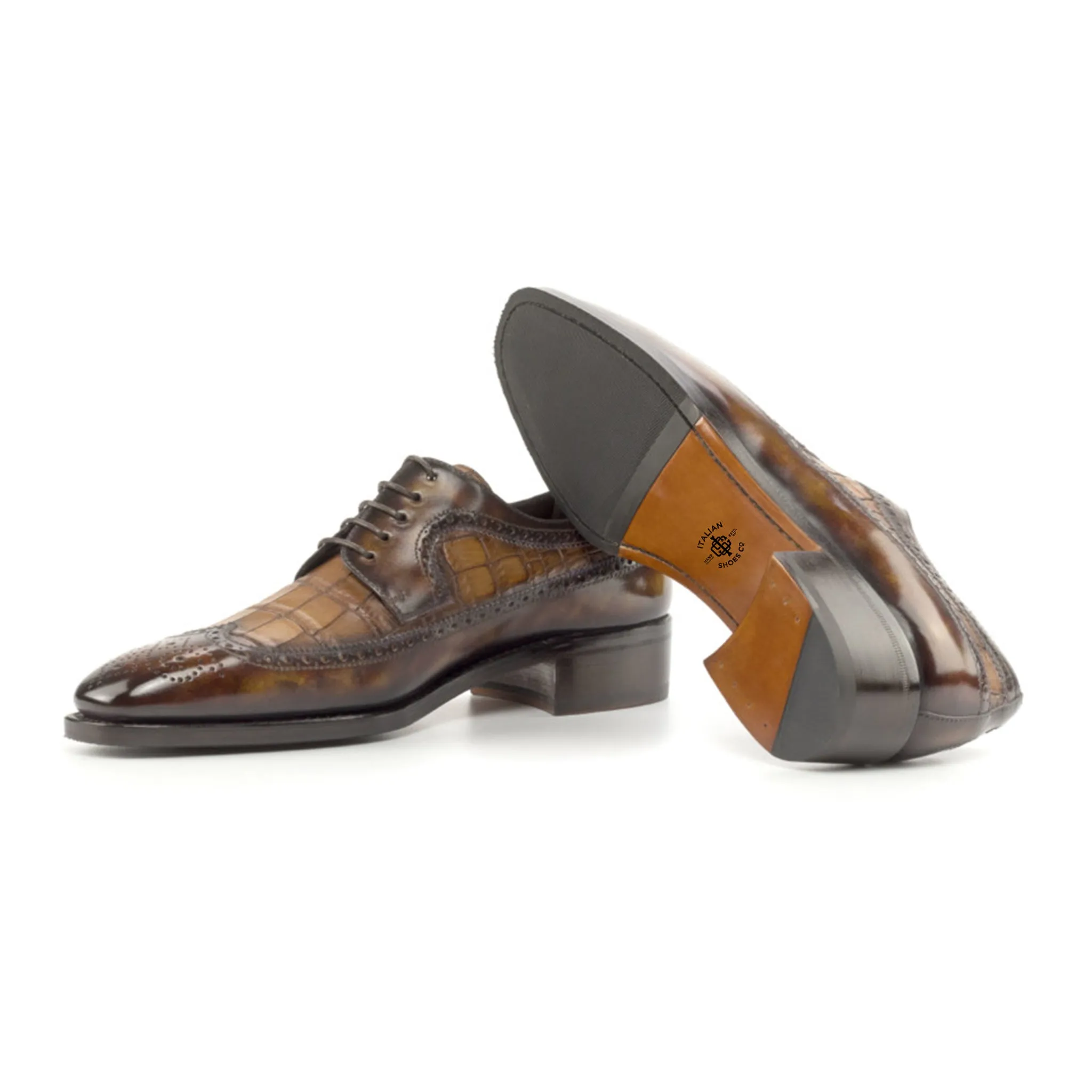 Croco & Patina Blucher Shoes