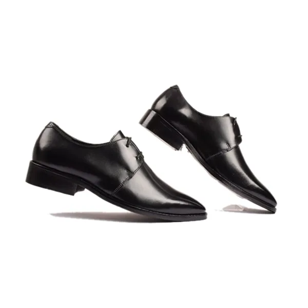 Derby Blucher Classy Black Leather Plain Toe Shoes