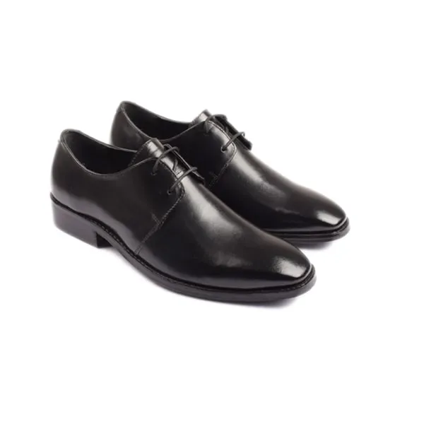 Derby Blucher Classy Black Leather Plain Toe Shoes