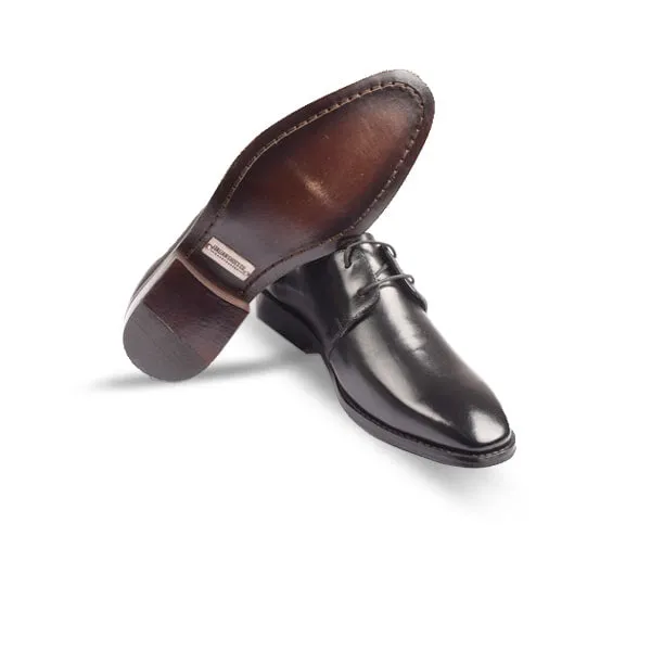 Derby Blucher Classy Black Leather Plain Toe Shoes