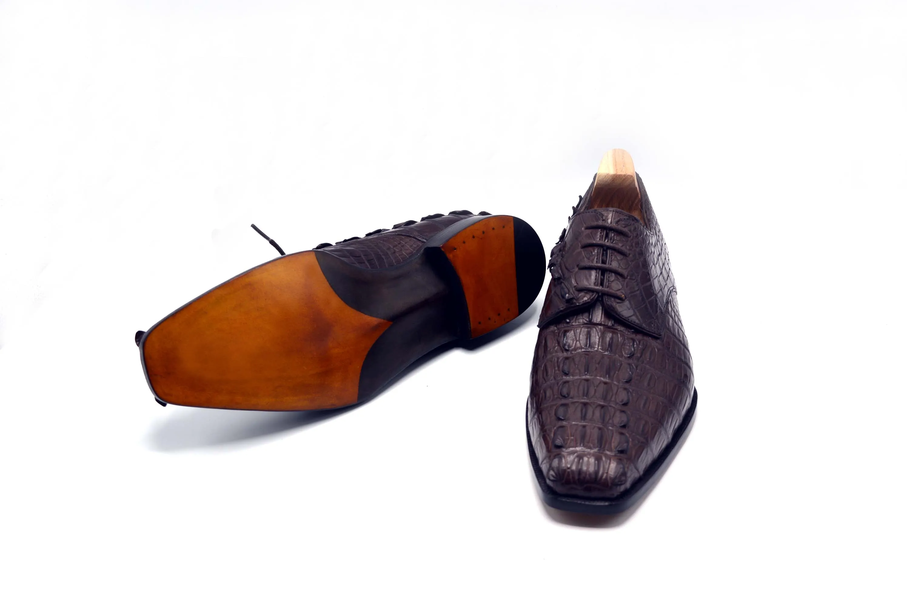Derby Crocodile Leather Shoes
