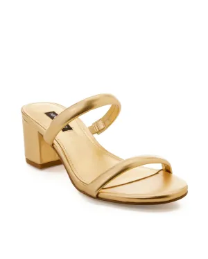 Double Band Block Heel Gold