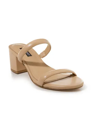 Double Band Block Heel Nude