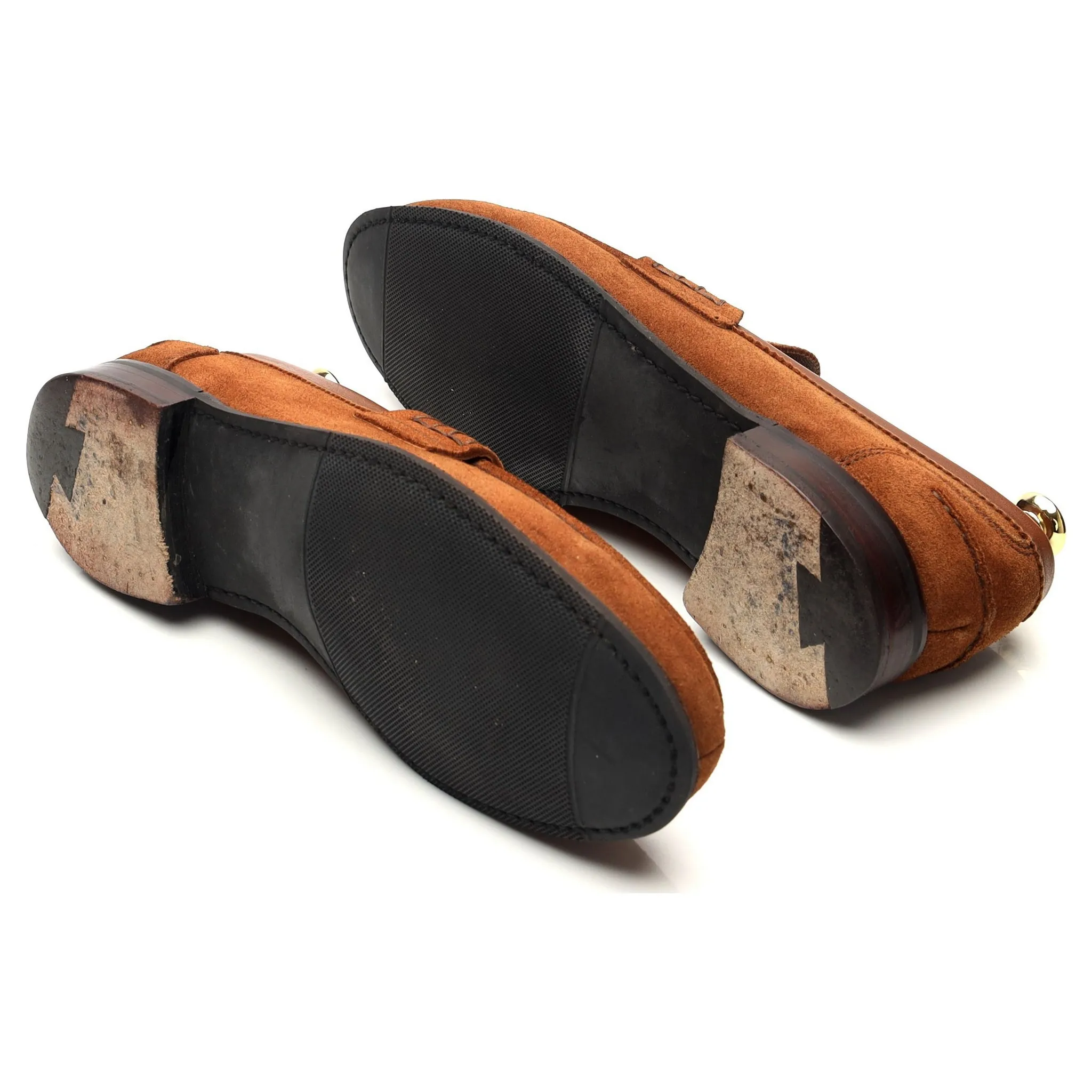 'Dover D' Tan Brown Suede Loafers UK 8.5 F