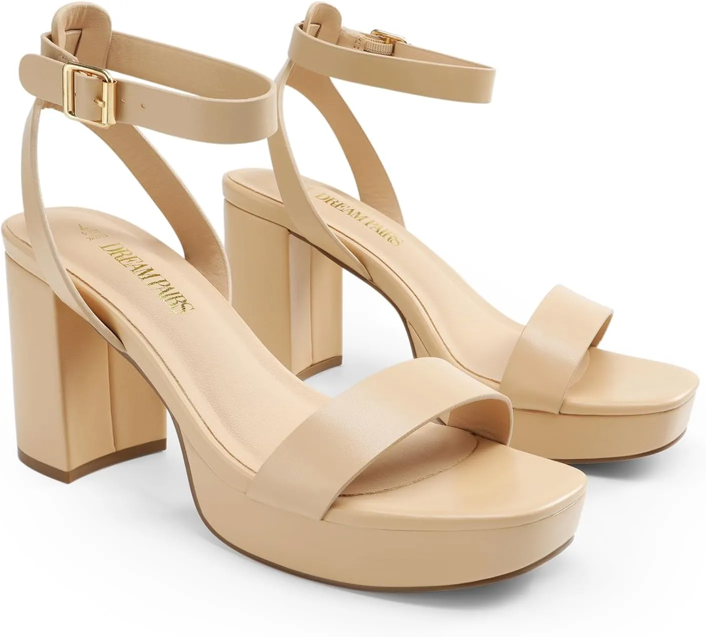 DREAM PAIRS Platform Heels for Women High Block Chunky Open Toe Ankle Strap Heels Fashion Wedding Party Evening Prom Dance Dress Pump Sandals Shoes