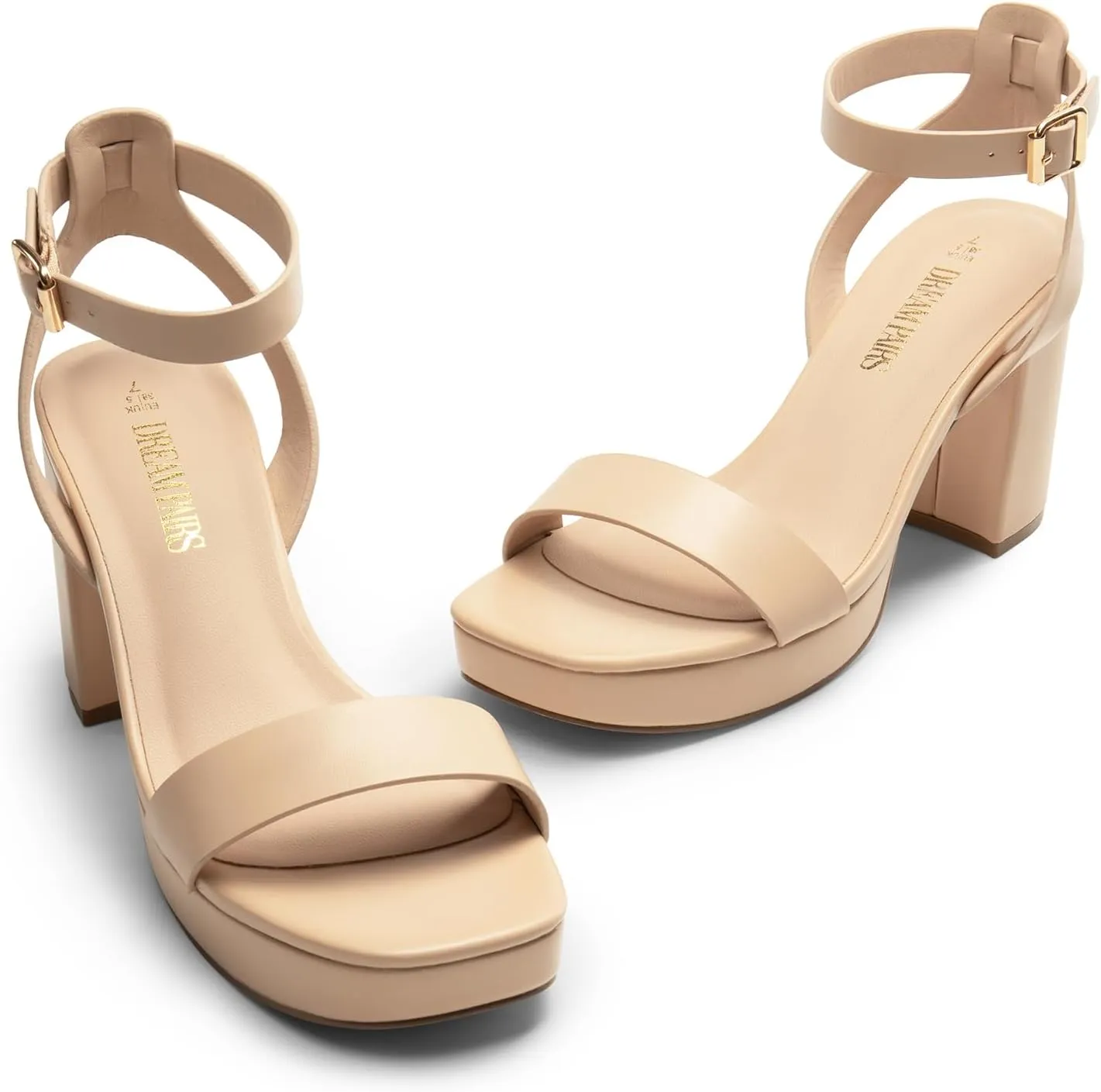 DREAM PAIRS Platform Heels for Women High Block Chunky Open Toe Ankle Strap Heels Fashion Wedding Party Evening Prom Dance Dress Pump Sandals Shoes