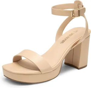 DREAM PAIRS Platform Heels for Women High Block Chunky Open Toe Ankle Strap Heels Fashion Wedding Party Evening Prom Dance Dress Pump Sandals Shoes