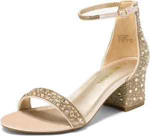 DREAM PAIRS Womens Low-Chunk Low Heel Pump Sandal