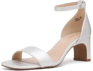 DREAM PAIRS Women's Square Toe Low Block Chunky Heels Open Toe Ankle Strap Dress Pump Shoes