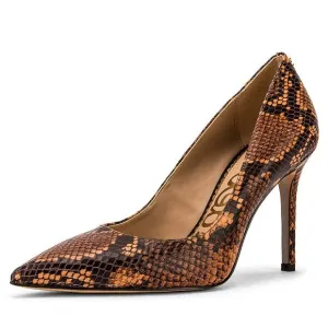 Dusty Toe Pointed Full-featured range Leather Stiletto Edelman On Slip Sam Pumps Orange Limited-edition Heel Hazel