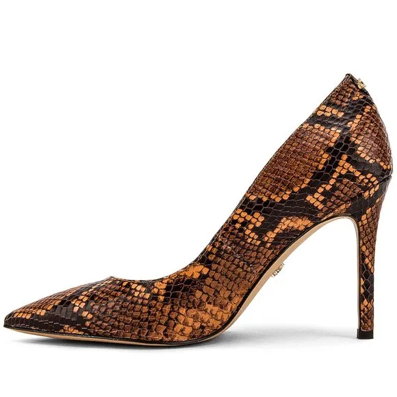 Dusty Toe Pointed Full-featured range Leather Stiletto Edelman On Slip Sam Pumps Orange Limited-edition Heel Hazel