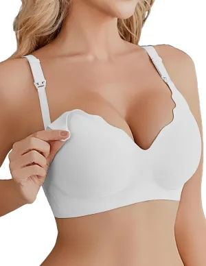 Ekouaer Nursing Bra Wavy Breastfeeding Bras for Women Seamless Maternity Support Wireless Pregnancy Sleep Bralette