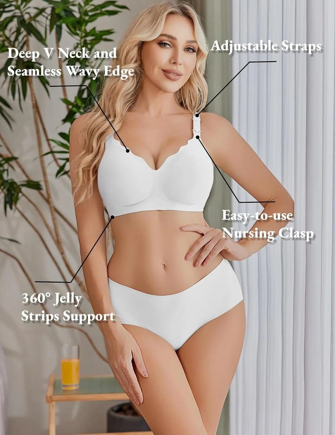 Ekouaer Nursing Bra Wavy Breastfeeding Bras for Women Seamless Maternity Support Wireless Pregnancy Sleep Bralette