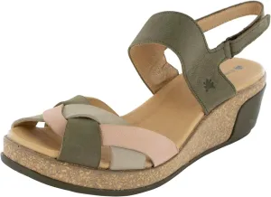 El Naturalista Womens Leaves 5008 Wedge Sandal Shoes, Kaki Mixed, EU 40 / US 9
