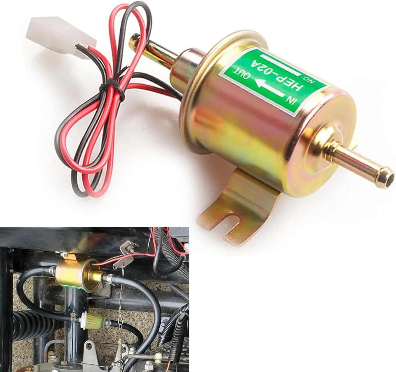 Electric Fuel Pump, 12V Low Pressure Inline Fuel Pump, Fit for All 12 Volt Cars, Trucks, Boats, Carburetor, Lawnmower and Generators