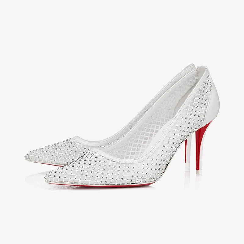 Elegant White Mesh Pumps