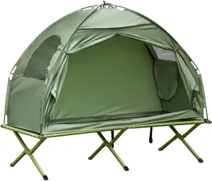 Elevated Tent with Sleeping Bag, Multifunctional Folding Camping Cots, Thick Air Mattress Pad, Portable Single Sleeping Cot Camping Bed