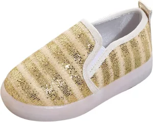 EnJoCho Infant Baby Boys Girls Canvas Sneakers Toddler Slip On Anti Newborn First Walkers Floral Shoes for 0-18 Months (Gold#WEIU, 5.5 Years)
