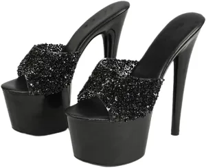 F&A LOVING Women's Clear Platform Sandal 6.5in Stiletto Slip onOpen Toe Heel