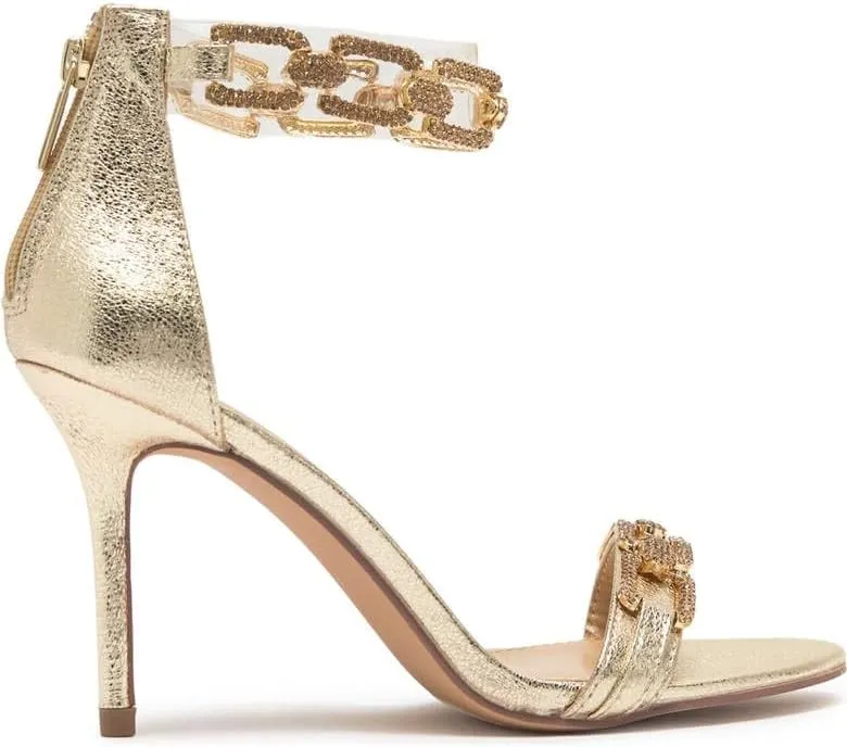 Farla Rhinestones Open Toe Chain Ankle Strap Formal Prom Sandals