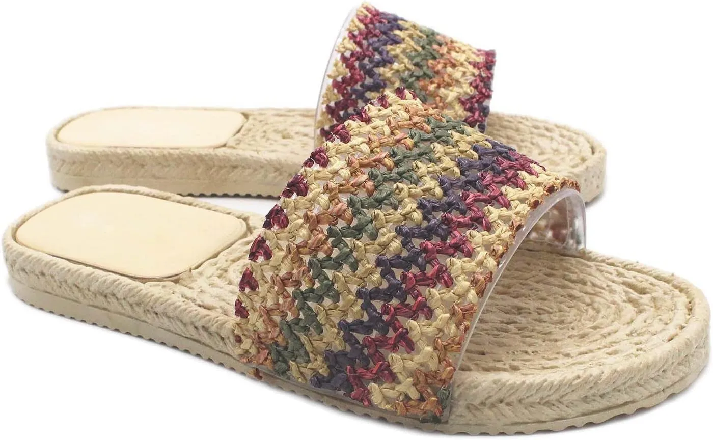 Fashion Slides Slippers for Summer Women Slippers Summer New Pattern Lmitation Grass Weaving Fashion Retro Flat Bottom