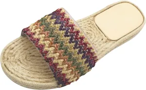 Fashion Slides Slippers for Summer Women Slippers Summer New Pattern Lmitation Grass Weaving Fashion Retro Flat Bottom