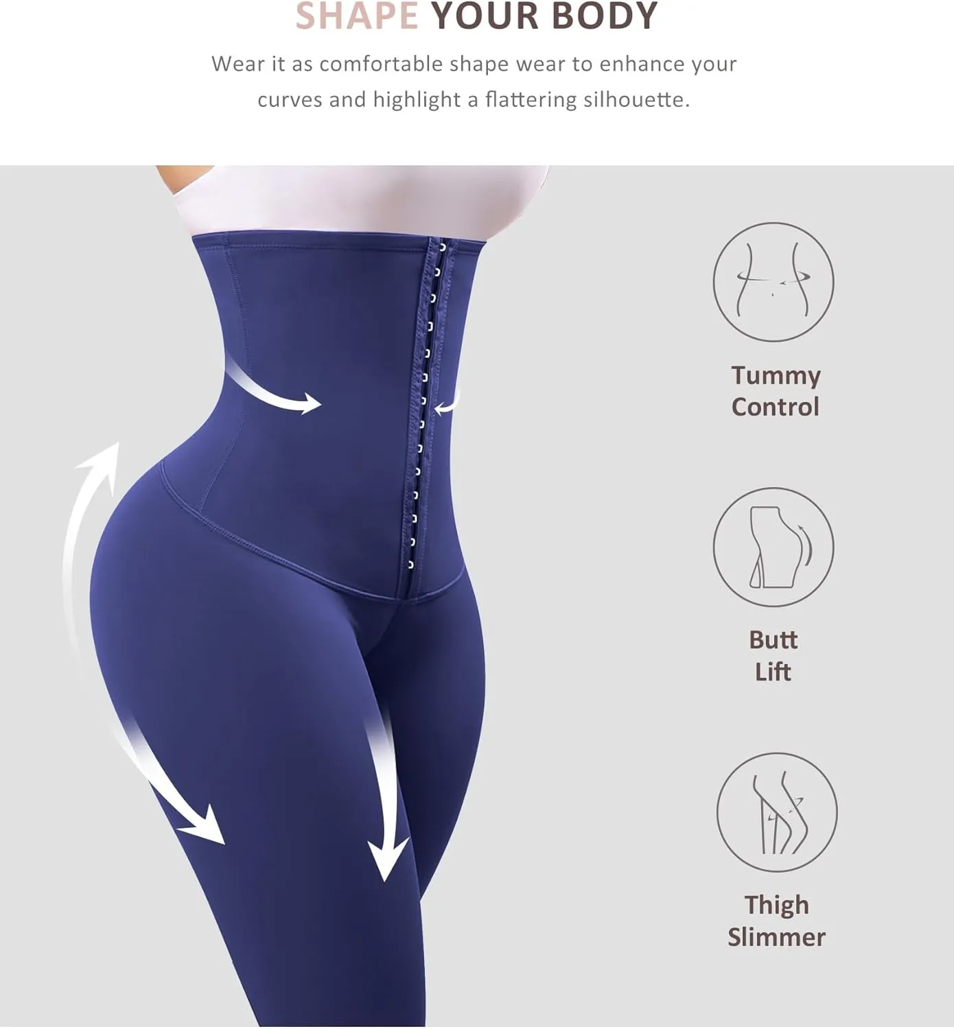 FeelinGirl Leggings for Women Tummy Control Corset Waist Trainer Thigh Slimming High Waisted Compression Yoga Pants