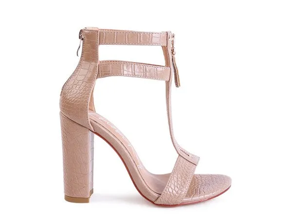 FELICITY Zip Up Croc Textured Sandals for women