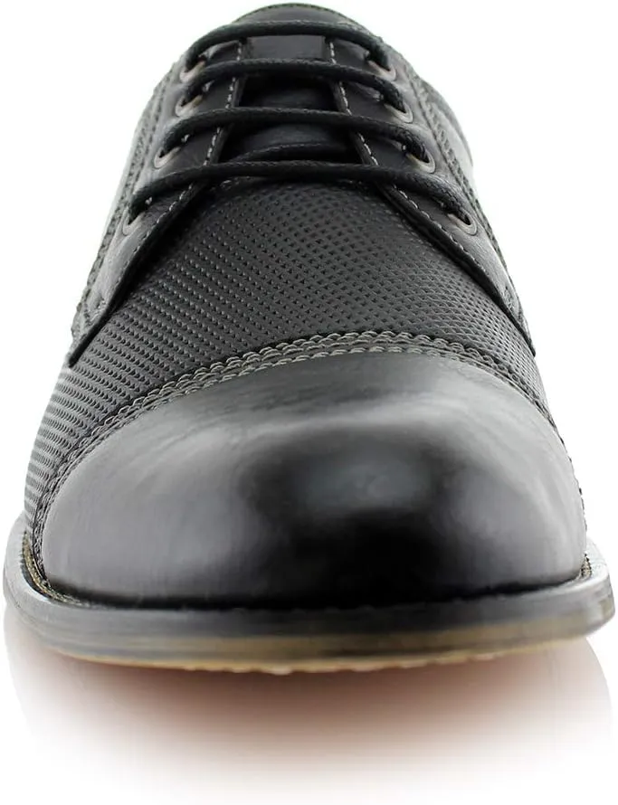Ferro Aldo Mens Classic Cap-Toe Lace Up Derby Dress Shoes