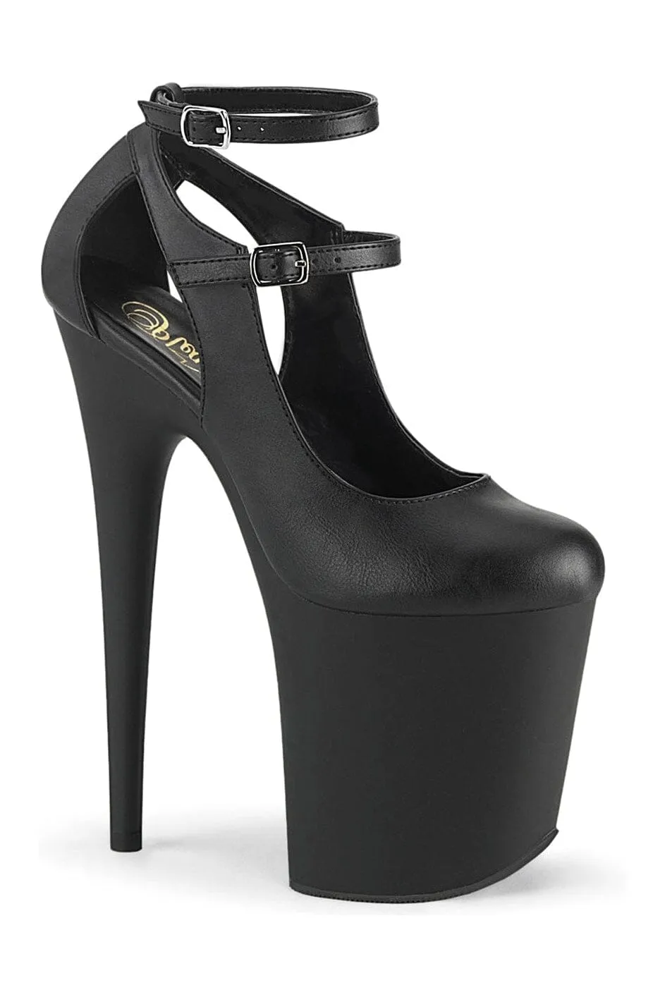 FLAMINGO-850 Black Faux Leather Mary Jane