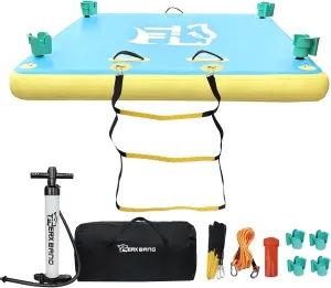 Floating Dock Swim Air Platform Multi-People Inflatable Floating Island for Lake Pond Pool Beach Ocean, 6ft/8ft