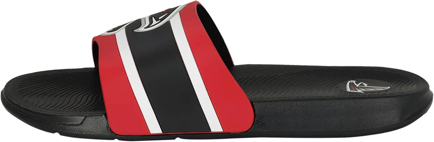 FOCO NFL Men's Striped Big Logo Raised Slide Sandal