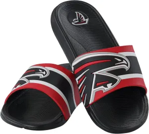 FOCO NFL Men's Striped Big Logo Raised Slide Sandal