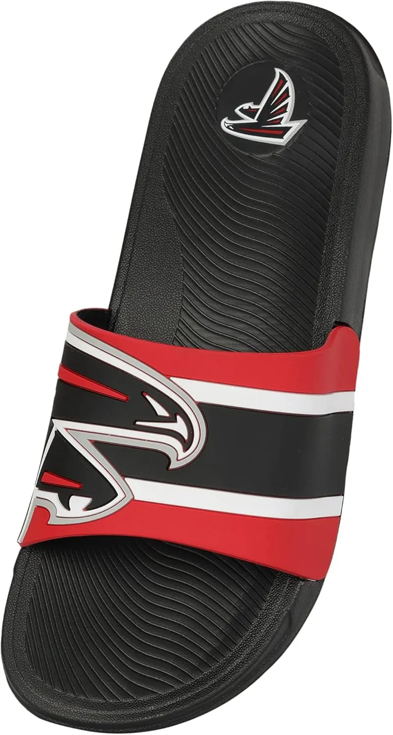 FOCO NFL Men's Striped Big Logo Raised Slide Sandal