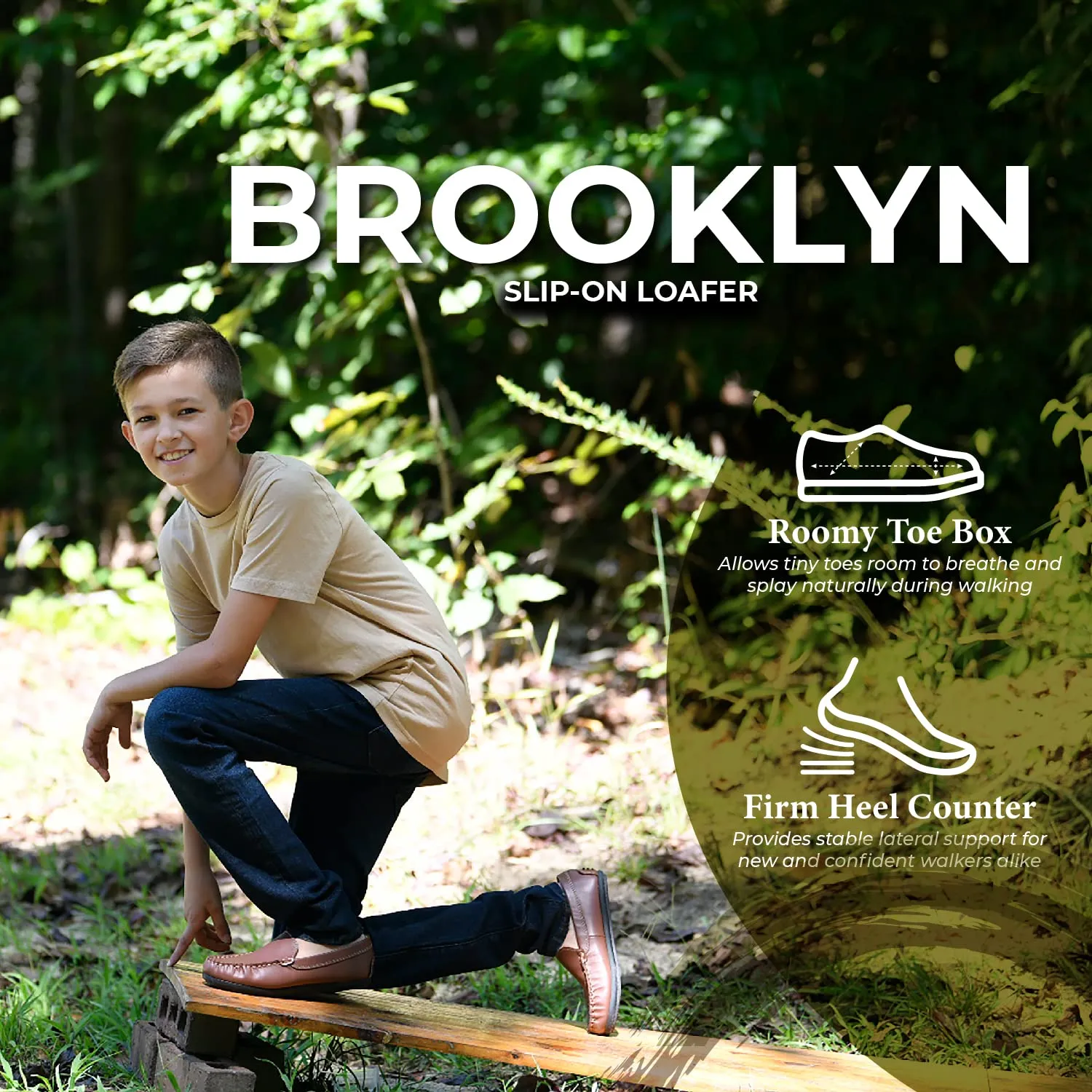 FOOTMATES Brooklyn Slip-On Penny Loafer Boys Shoes, Girls Shoes, with Wide Toe Box and Custom-Fit Insoles, Non-Marking Outsoles - for Toddlers, Little Kids, and Big Kids, Ages 1-12 5 Big Kid Cognac