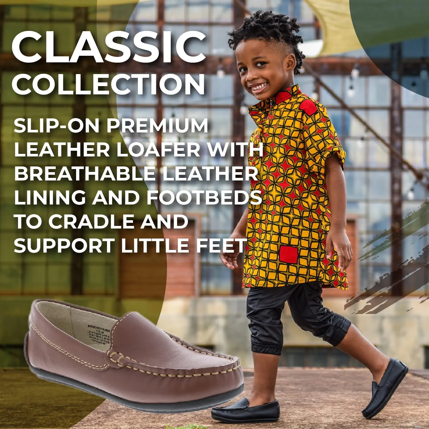 FOOTMATES Brooklyn Slip-On Penny Loafer Boys Shoes, Girls Shoes, with Wide Toe Box and Custom-Fit Insoles, Non-Marking Outsoles - for Toddlers, Little Kids, and Big Kids, Ages 1-12 5 Big Kid Cognac
