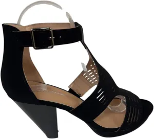Forever Link Women Peep Toe Cutout Block Heel Sandal, Black Nub