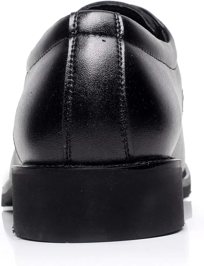 Formal Shoes for Men Lace Up Round Cap Toe Derby Shoes Cowhide Block Heel Non Slip Low Top Anti-Slip Rubber Sole Business Suitable for Many Occasions