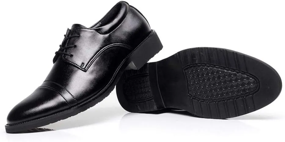 Formal Shoes for Men Lace Up Round Cap Toe Derby Shoes Cowhide Block Heel Non Slip Low Top Anti-Slip Rubber Sole Business Suitable for Many Occasions