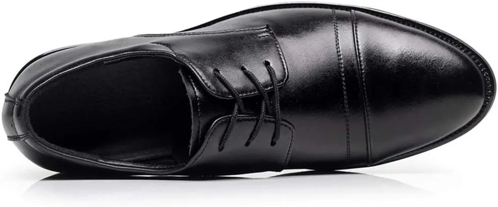 Formal Shoes for Men Lace Up Round Cap Toe Derby Shoes Cowhide Block Heel Non Slip Low Top Anti-Slip Rubber Sole Business Suitable for Many Occasions