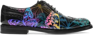 FOWT Women Perforated Self Tie Oxfords Cap Toe Lace Pattern Brogue Shoes Retro Black Mini Heel Flat Multicolored Derby Saddle Shoes for Girls Ladies Uniform Dress Work Party Daily Size 4-16 US