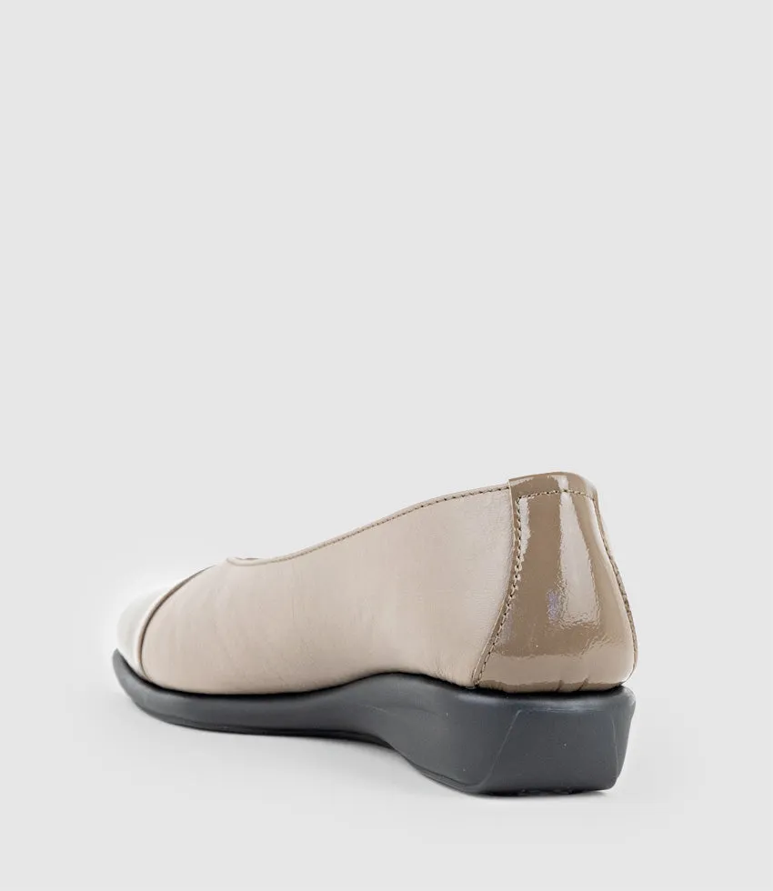 FRANKLY Cap Toe Comfort Ballet in Taupe