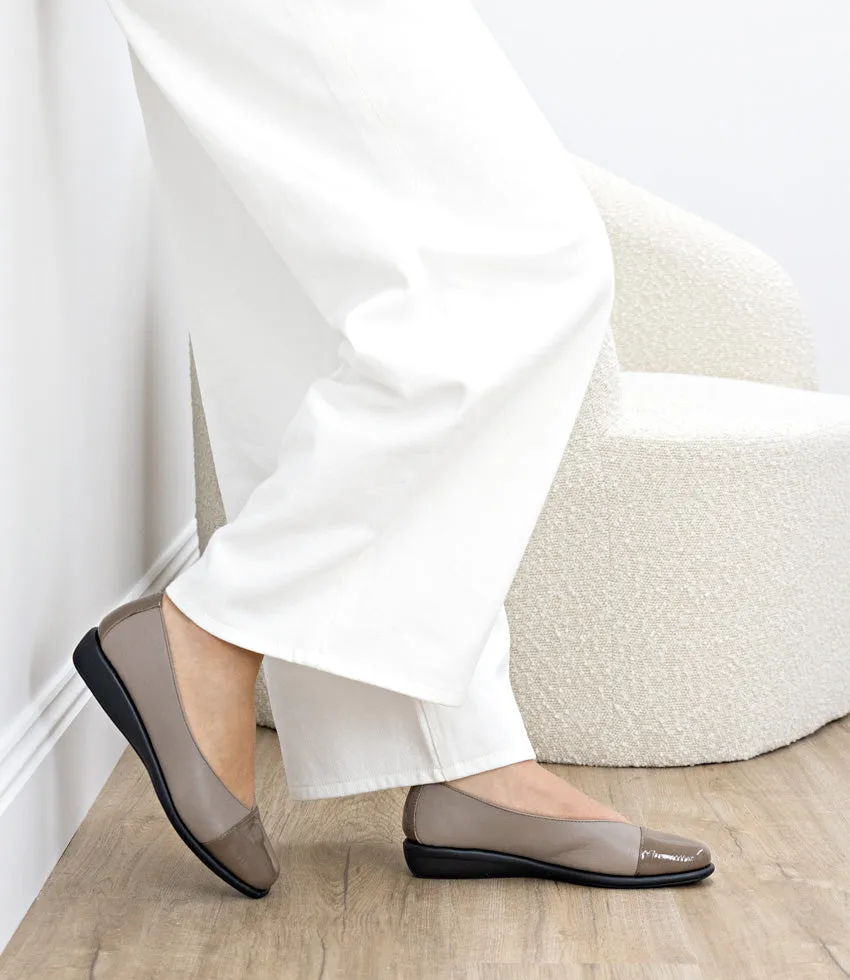 FRANKLY Cap Toe Comfort Ballet in Taupe
