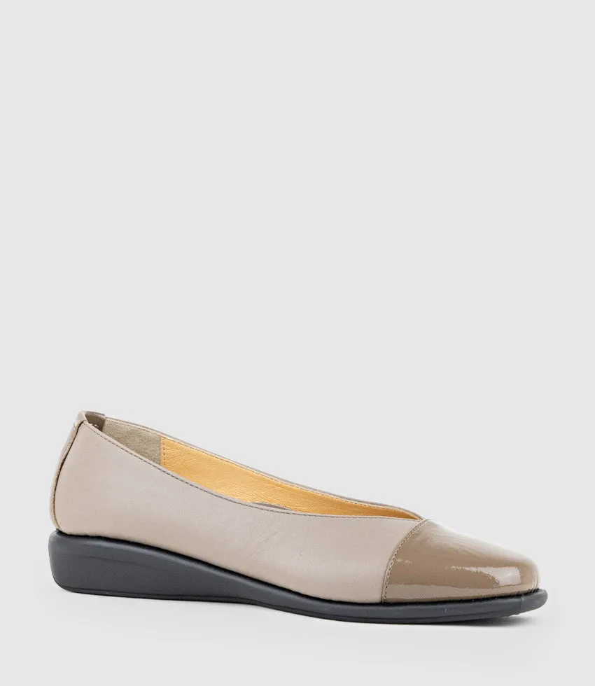 FRANKLY Cap Toe Comfort Ballet in Taupe