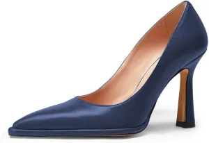 FSJ Women Classic Closed Almond Toe Thin Platform Pumps Slip On Stiletto High Heels Formal Business Wedding Shoes Size 4-16 US